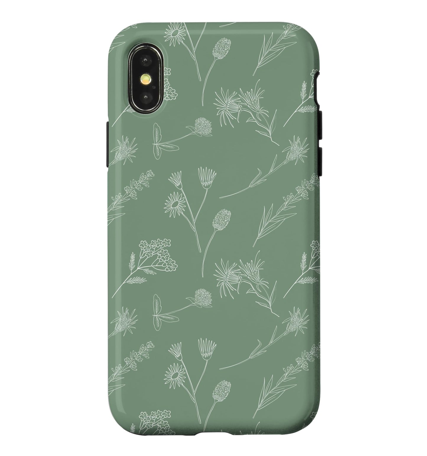 Leaves Botanical Plant Line Art Sage green Wildflower Floral Case for iPhone 16 Pro Max