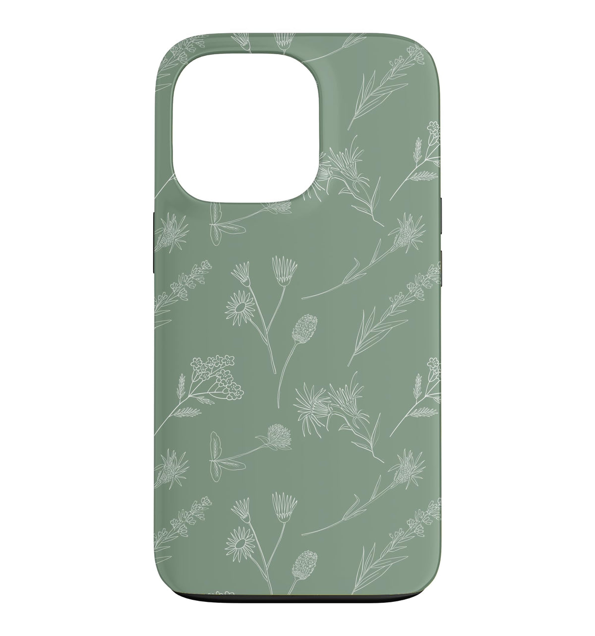 Leaves Botanical Plant Line Art Sage green Wildflower Floral Case for iPhone 16 Pro Max
