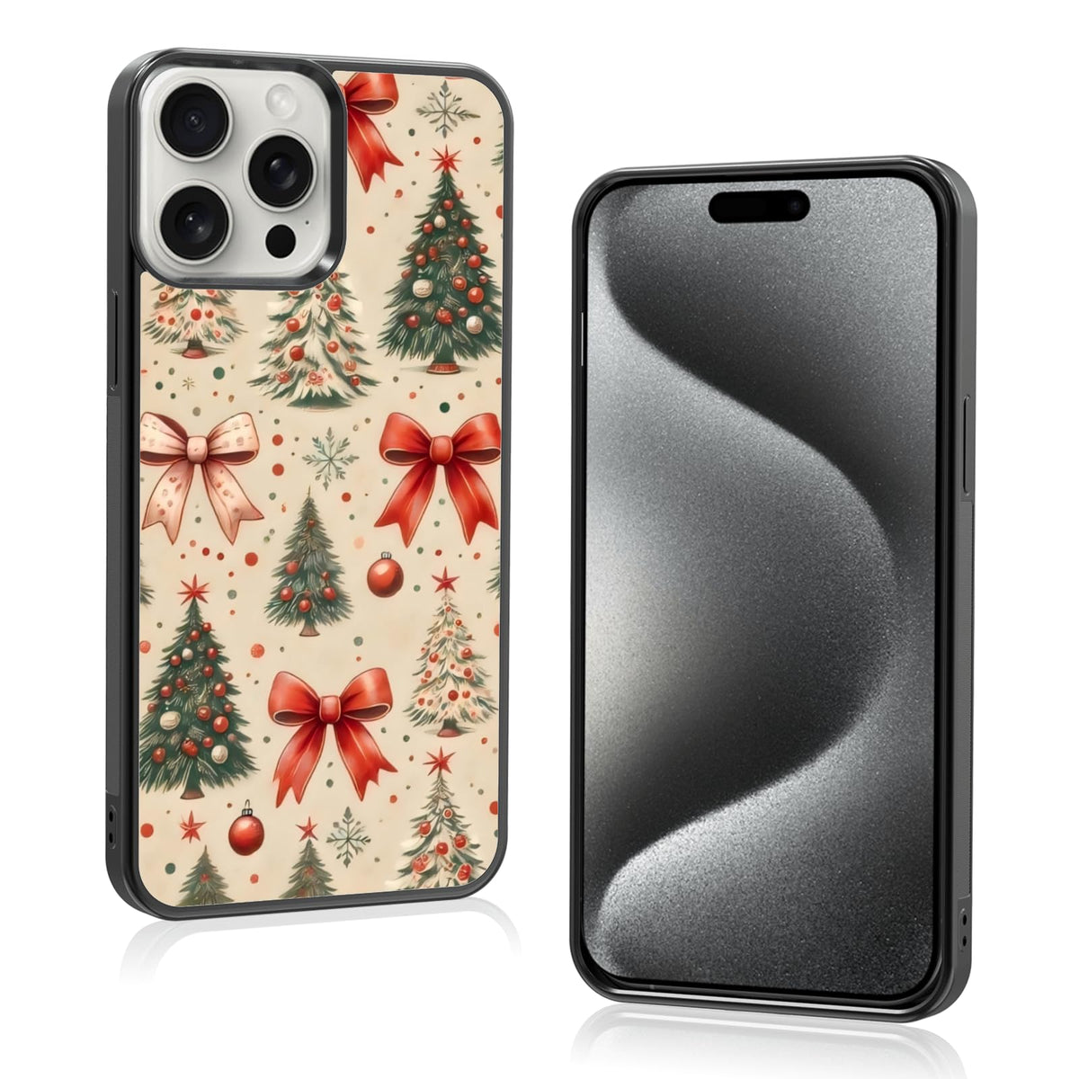 Cute Christmas Tree Bow Phone Case: Kawaii Winter Non-Slip Design Compatible with iPhone 13./14 Case for Women & Girl（14）