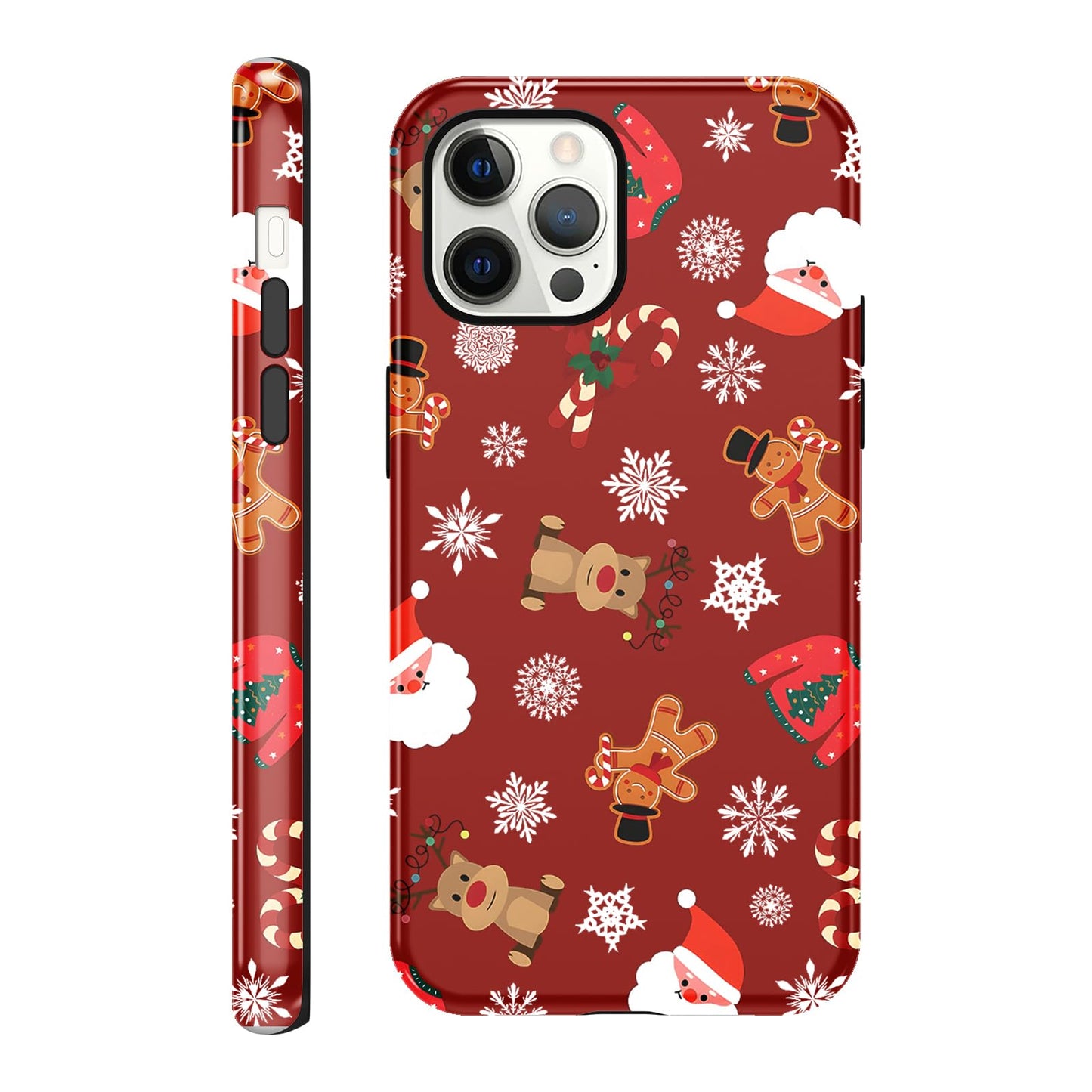 Merry Christmas Phone Case for iPhone 13/14, Cute Case with Candy Gingerbread Man Pattern, Hybrid Durable Shockproof Soft Silicone Cover for Girl Women Men Boys
