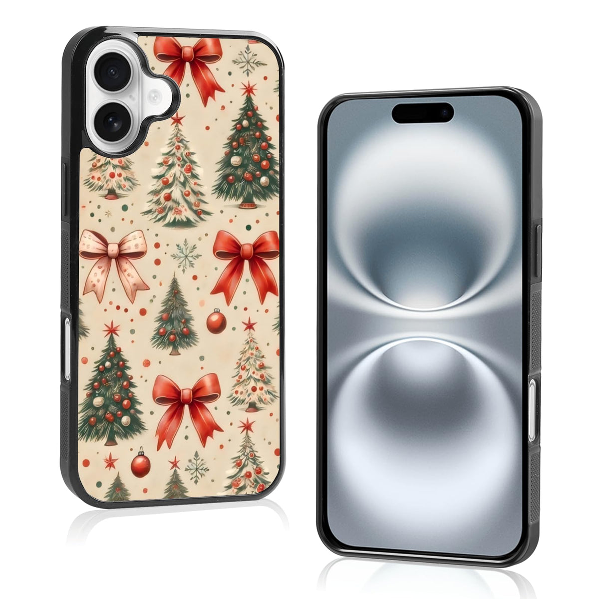Cute Christmas Tree Bow Phone Case: Kawaii Winter Non-Slip Design Compatible with iPhone 13./14 Case for Women & Girl（14）