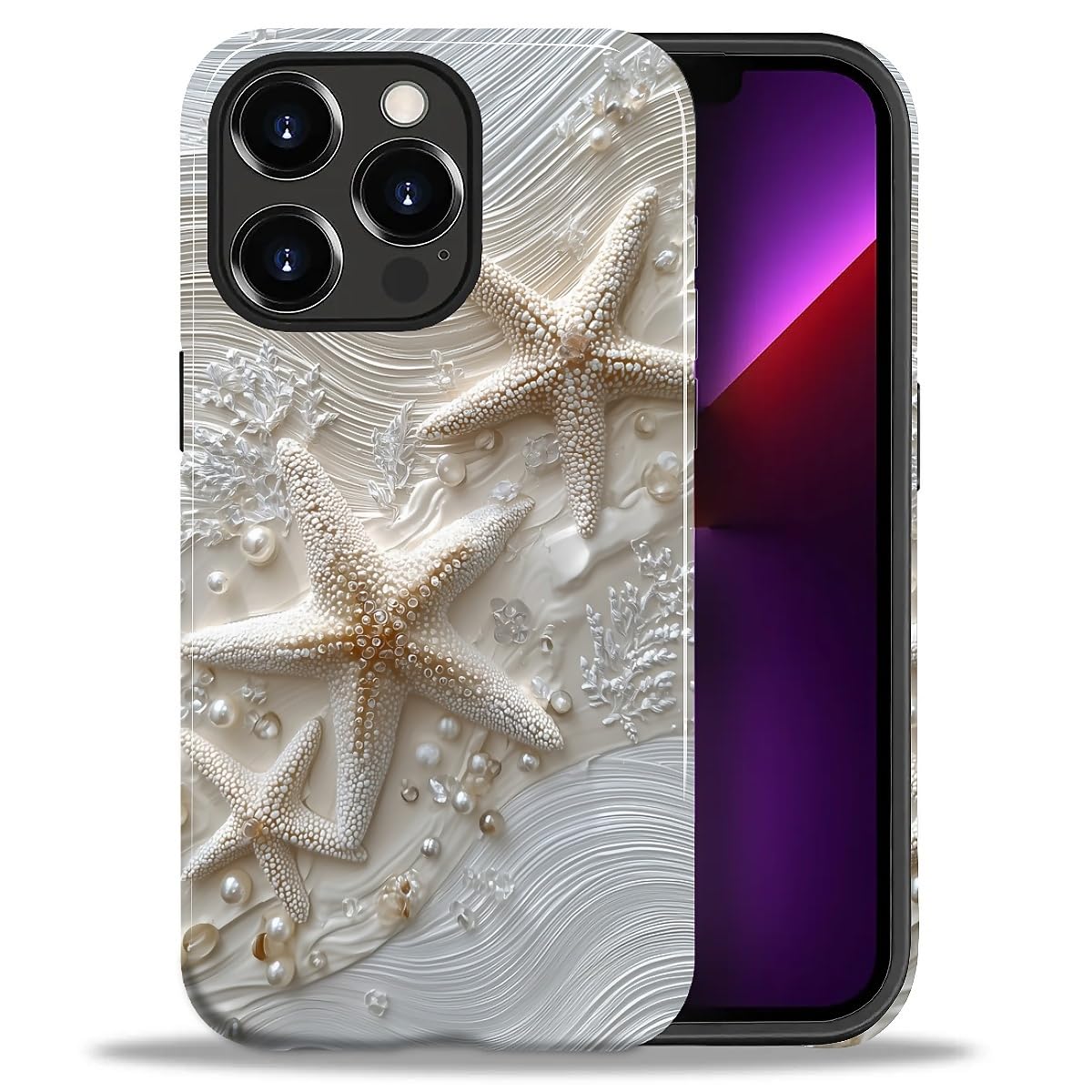 DAIZAG Case for iPhone 13 iPhone 14, Christmas Coffee Snowflake Cane Full-Body Design Hybrid Dual Protection Soft TPU + Hard PC, Shockproof Scratch-Resistant Protective Cover Phone Case for Men Women