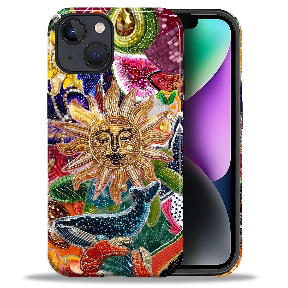 for iPhone 17 Case,Hybrid 2-Layer Hard Shell + Silicone Protective Case -Resistant Shockproof- Ally's Dog's Cute College Summer Flower Collage
