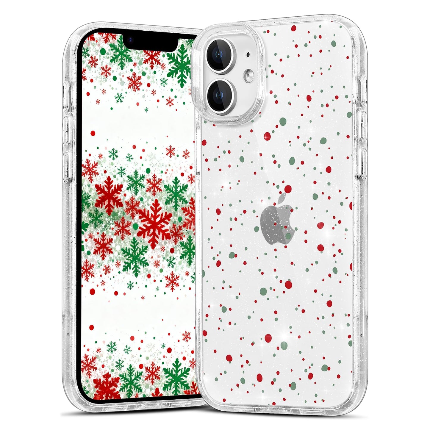 Christmas Phone Case for iPhone 13 6.1", Cute Glitter Christmas Tree Candy Snowflake Pattern, Preety Bling Sparkle Soft TPU Anti-Scratch Shockproof Protective Cover for Women Girls