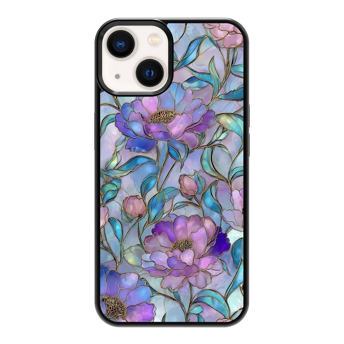 Nature Stained Glass Green Forest Tree Sunlight Phone Case, Shockproof Protective Cover for iPhone 11 12 13 14 15 16 17 Pro Max Plus Mini XR 7 8 SE