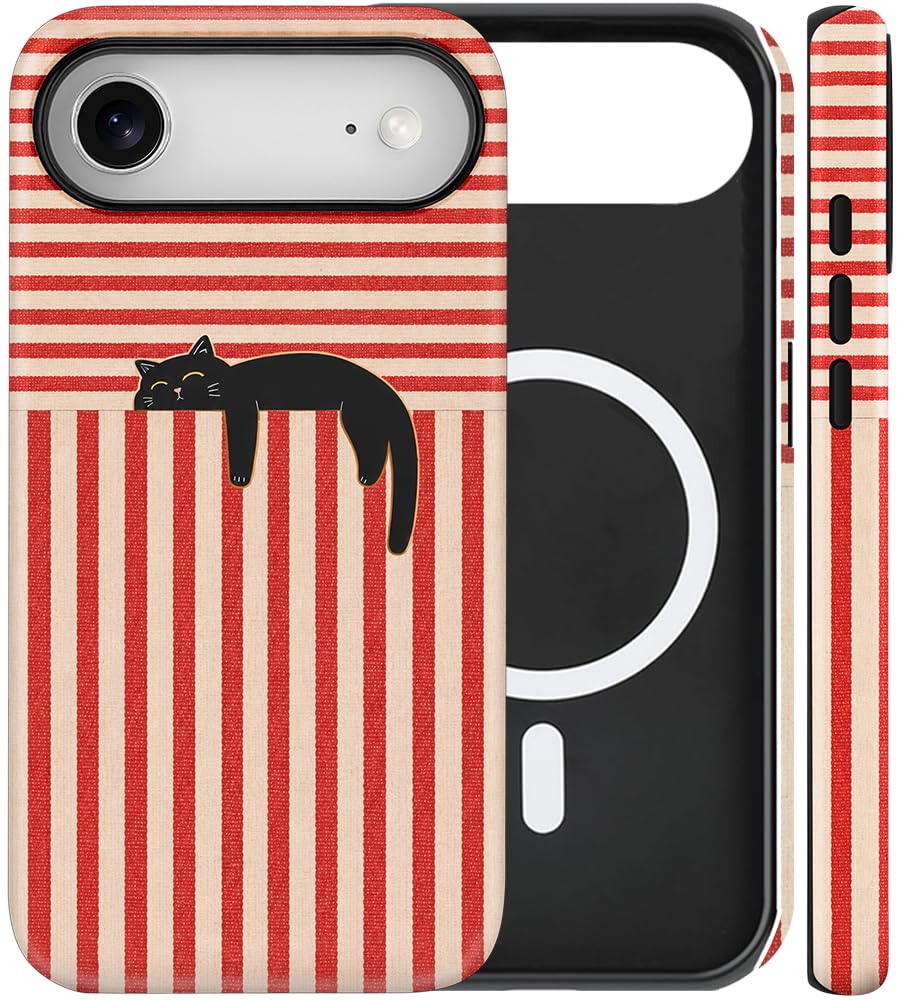 Magnetic for iPhone 13/14 Case Cute Cat Phone Case, Apricot | Shockproof Slim TPU and Hard PC Protective Phone Cover Compatible with MagSafe Designed for Women Girls Gift