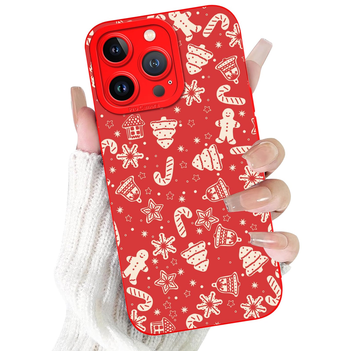 Merry Christmas Phone Case for iPhone 16 6.1，Cute Silicone Case with Xmas Tree Snowflakes, Elk Pattern，Soft Protective Shockproof Gifts for Girls Women Men Boys-Red White Snowflake
