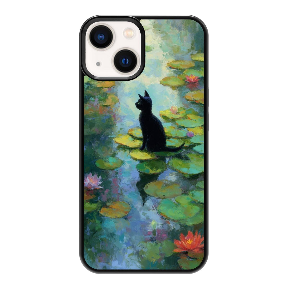 Lush Tropical Monstera Leaves Black Cat Botanical Art Phone Case, Shockproof Protective Cover for iPhone 11 12 13 14 15 16 17 Pro Max Plus Mini XR 7 8 SE