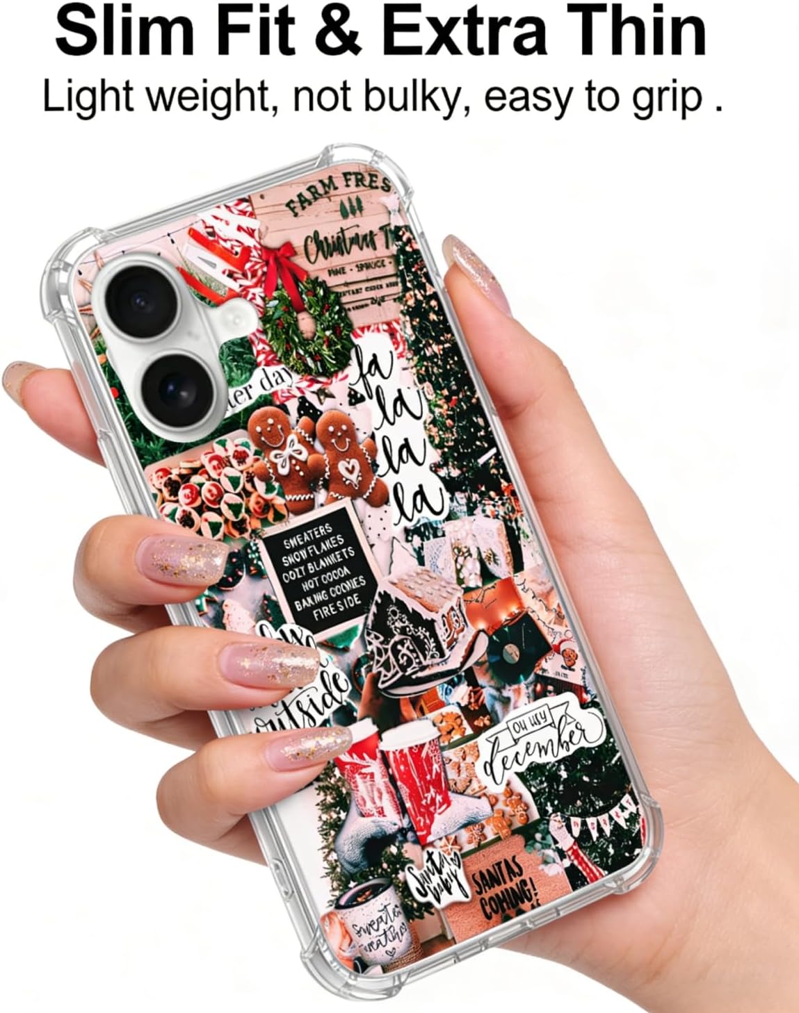 Christmas Aesthetic Phone Case Compatible with iPhone 17, Winter Holiday Festive Phone Cover for iPhone 17