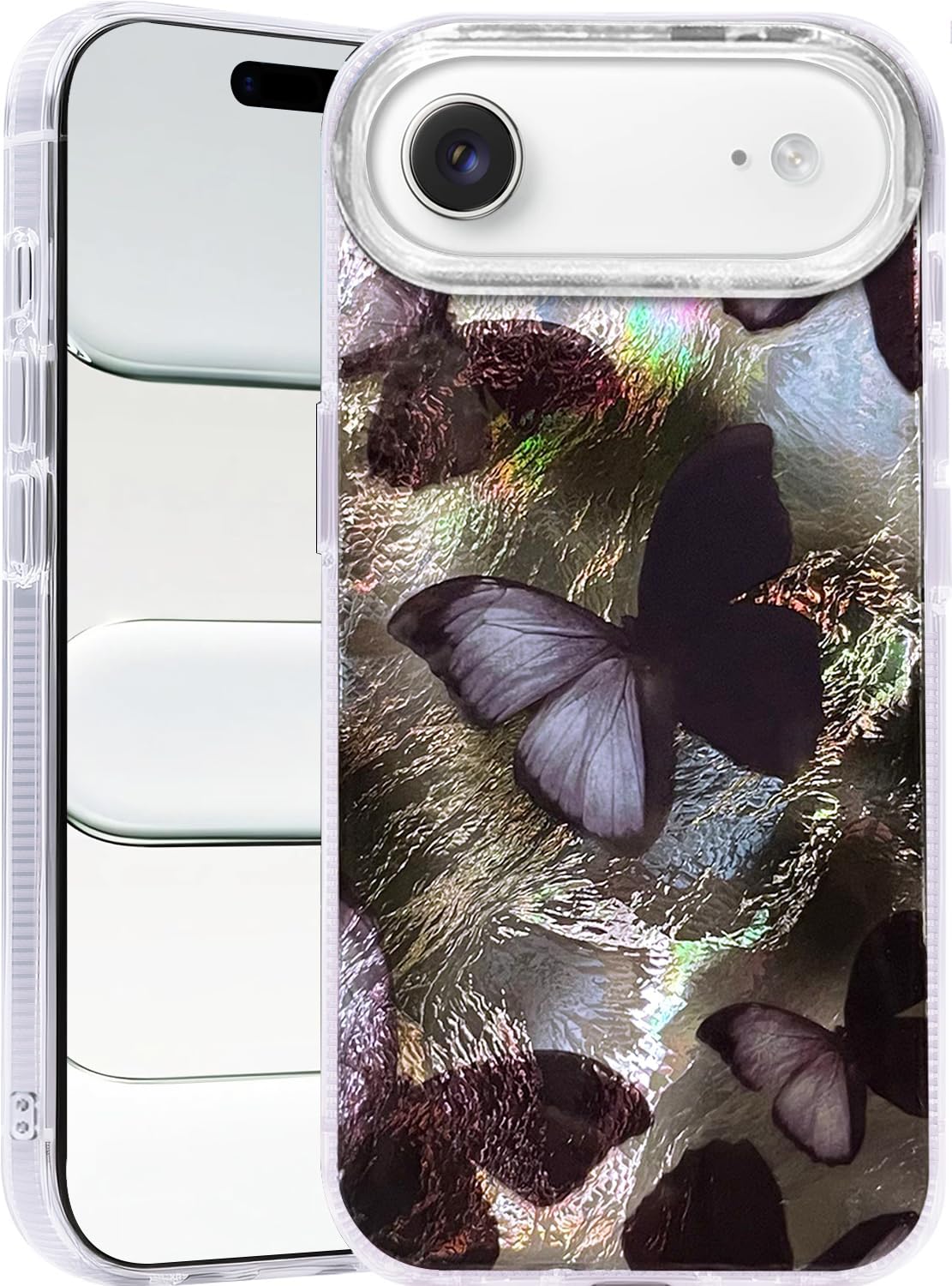 Compatible with iPhone 17 Case,with [Soft Slim][Camera Protection] Cute Fishing Cats Shiny Aesthetic Phone Cover Anti-Yellowing Shockproof Protective Cover for Women Girl