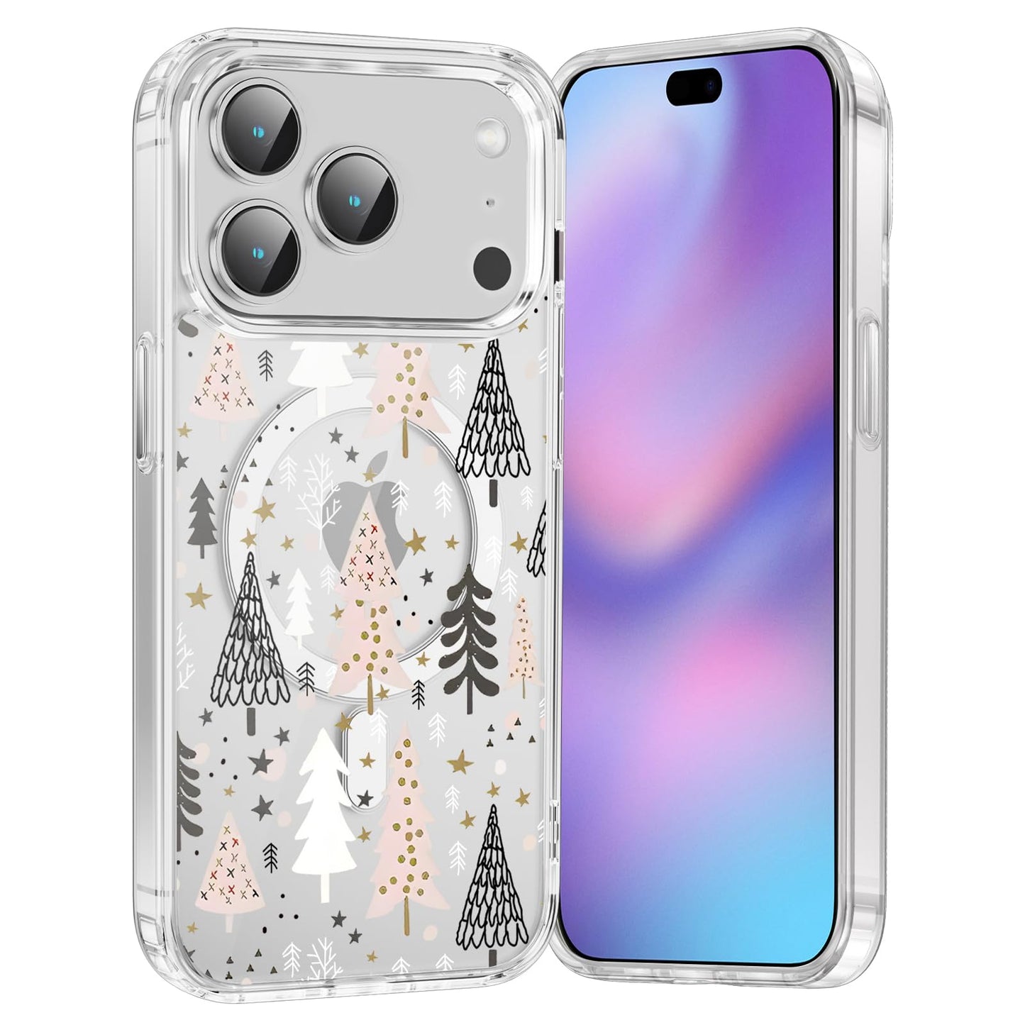 Merry Christmas Snowflake Phone Case for iPhone 13 / iPhone 14 Xmas Clear Magnetic Case 6.1", Compatible with Magsafe, Cute Winter Pattern Design Cover Shockproof Soft TPU Funda for Girl Women