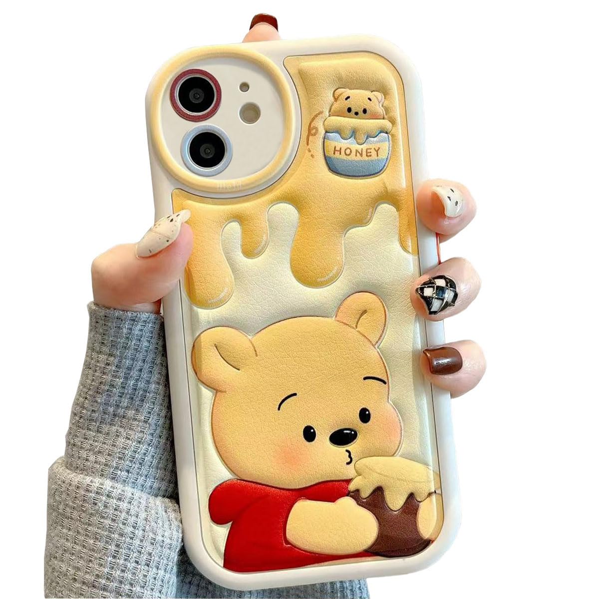 Compatible with iPhone 17 Cute Case, Kawaii Phone Case TPU Leather Cute Bear Cartoon case Soft Rubber Shockproof Protective for iPhone 17 Case Cover for Women Girls