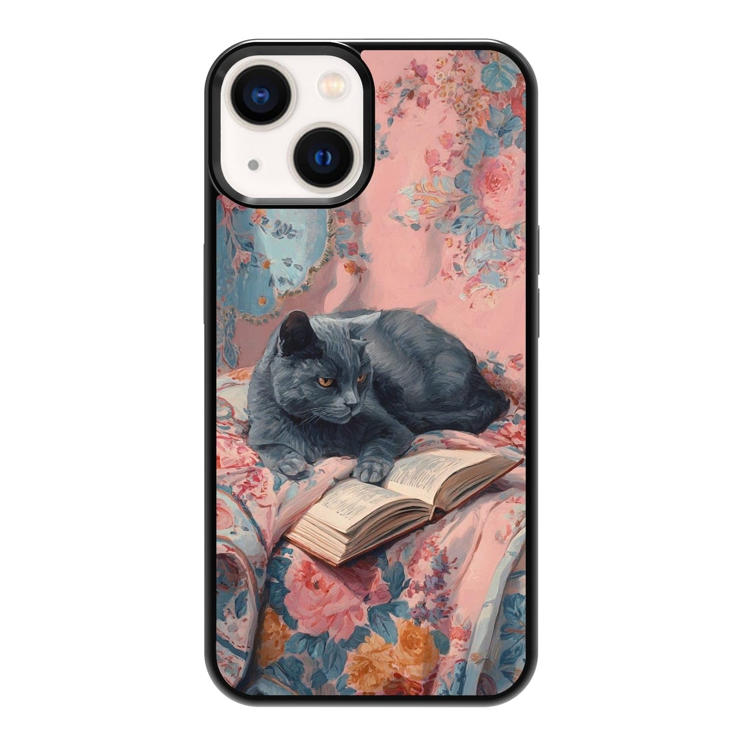 Black Cat Indoor Jungle Potted Plants Bookshelf Dark Green Botanical Urban Forest Phone Case, Shockproof Protective Cover for iPhone 11 12 13 14 15 16 17 Pro Max Plus Mini XR 7 8 SE