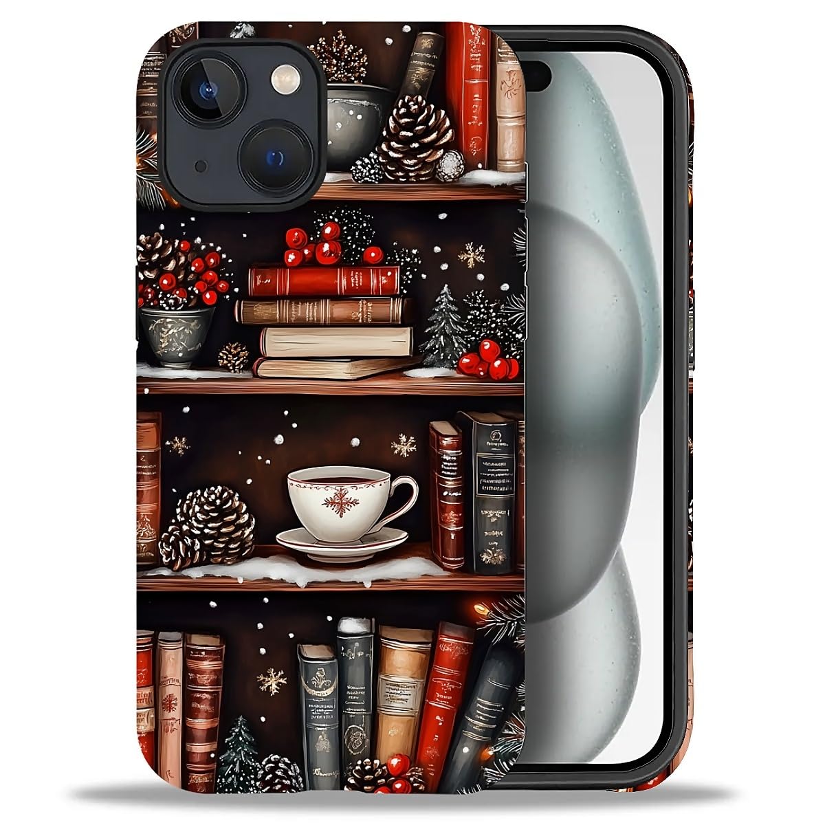 Case for iPhone 17,Drop Protection Hybrid 2-Layer Hard Phone Cover-Vintage Christmas Stamps Collage