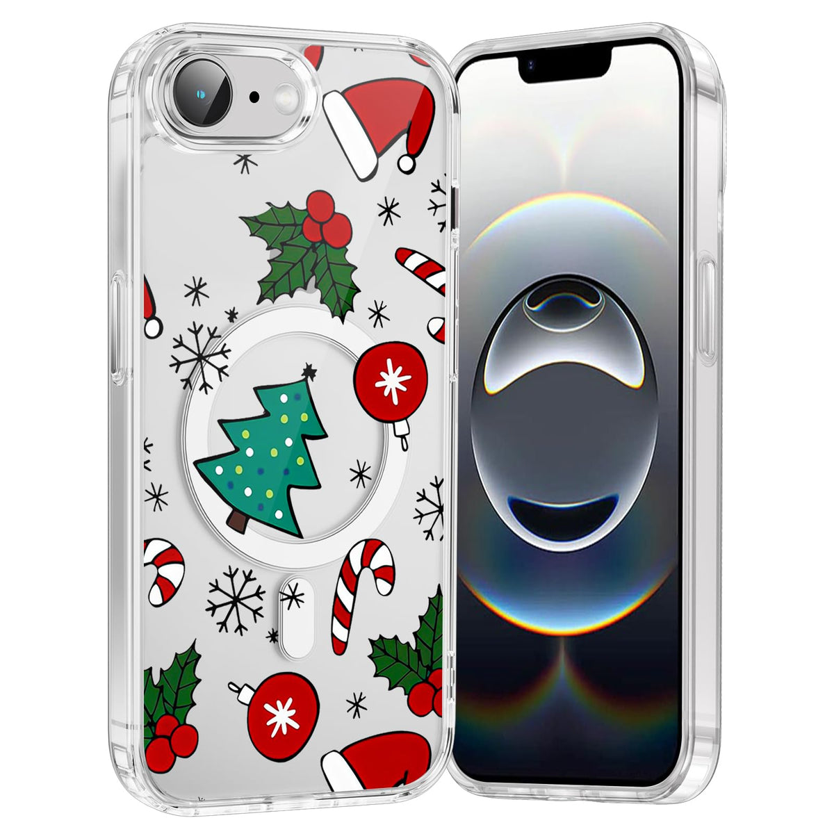 Merry Christmas Snowflake Phone Case for iPhone 13 / iPhone 14 Xmas Clear Magnetic Case 6.1", Compatible with Magsafe, Cute Winter Pattern Design Cover Shockproof Soft TPU Funda for Girl Women