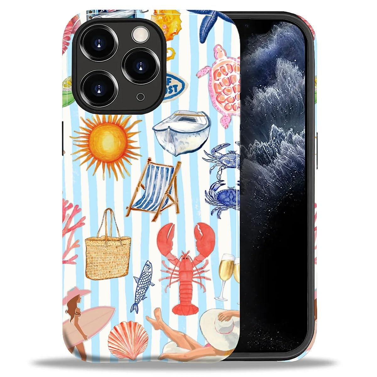 DAIZAG Case for iPhone 13 iPhone 14, Christmas Coffee Snowflake Cane Full-Body Design Hybrid Dual Protection Soft TPU + Hard PC, Shockproof Scratch-Resistant Protective Cover Phone Case for Men Women