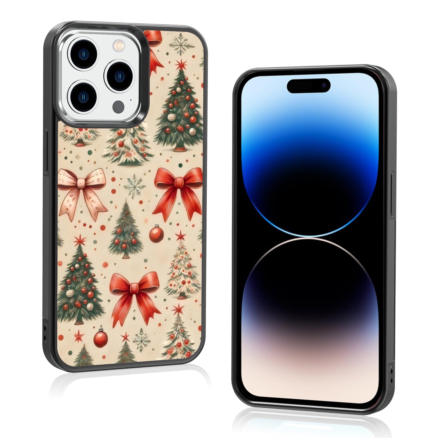Cute Christmas Tree Bow Phone Case: Kawaii Winter Non-Slip Design Compatible with iPhone 13./14 Case for Women & Girl（14）