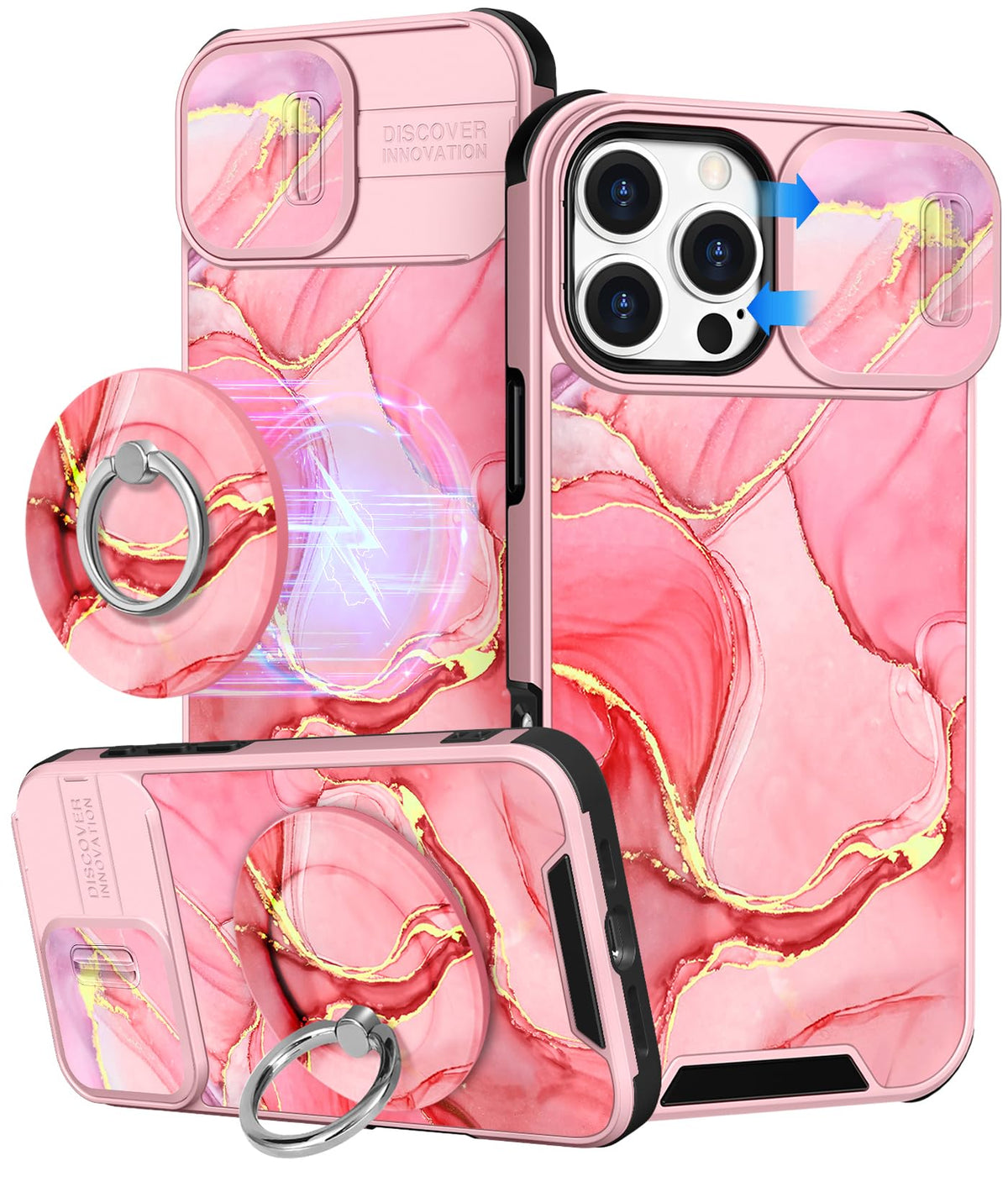 Buleens for iPhone 17 Pro Max Case 6.9 Inch - with Ring Stand & Camera Cover Aesthetic Cute Designed for Women Girls Girly Cartoon Kawaii Dogs Phone Case for iPhone 17 Pro Max Compatible with Magsafe