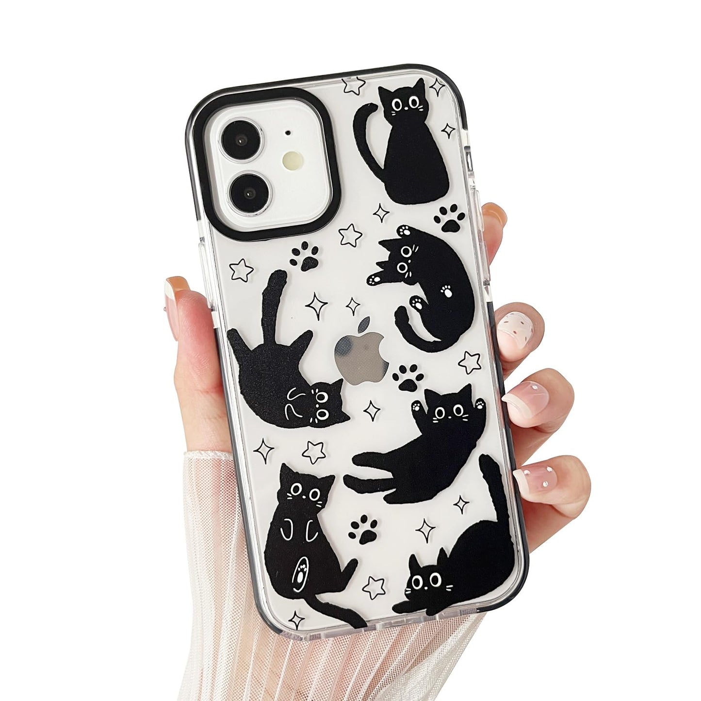 Compatible with iPhone 17 Case,Clear Cute Black Cat Pattern with Shockproof Slim Soft TPU Protective Phone Case for Women Designed for iPhone 17 6.3"