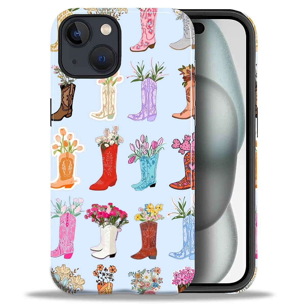 DAIZAG Case for iPhone 13 iPhone 14, Christmas Coffee Snowflake Cane Full-Body Design Hybrid Dual Protection Soft TPU + Hard PC, Shockproof Scratch-Resistant Protective Cover Phone Case for Men Women