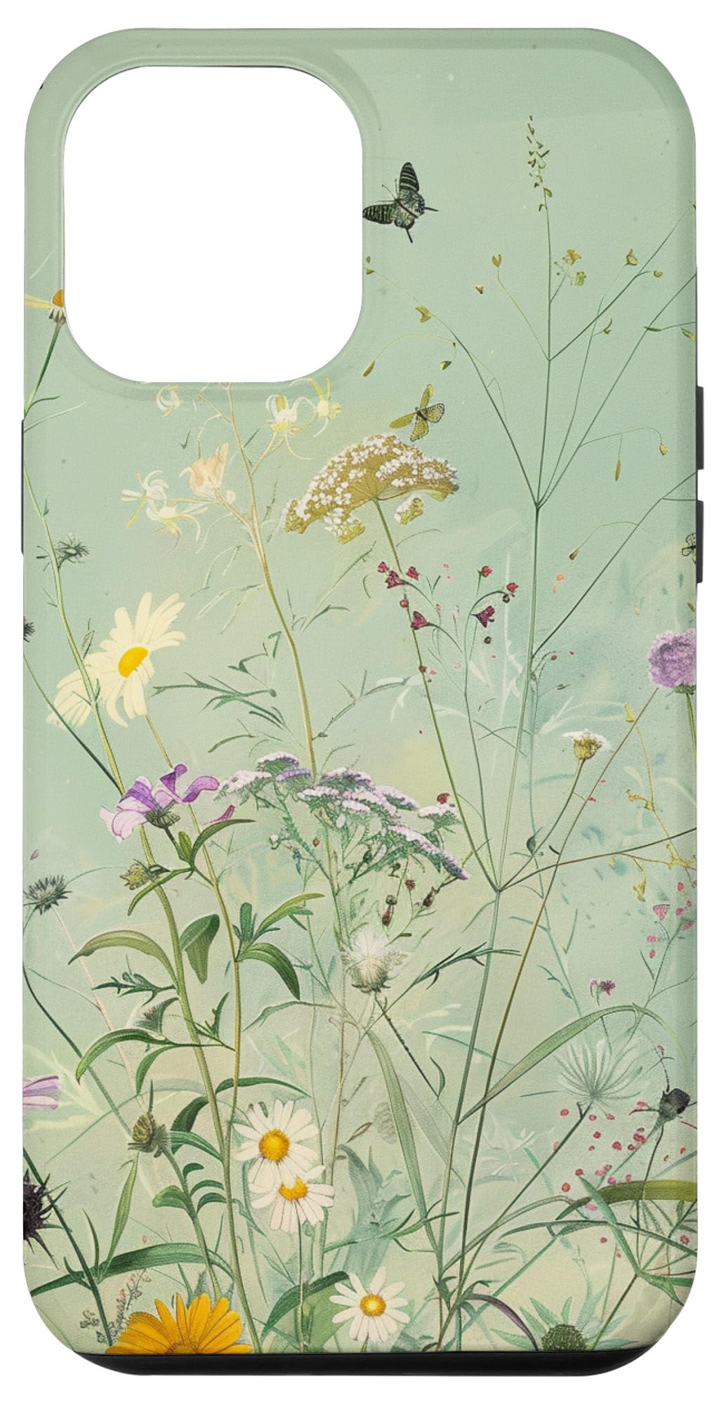 Sage Green Boho Botanical Wildflowers Plants Case for iPhone 16 Pro Max