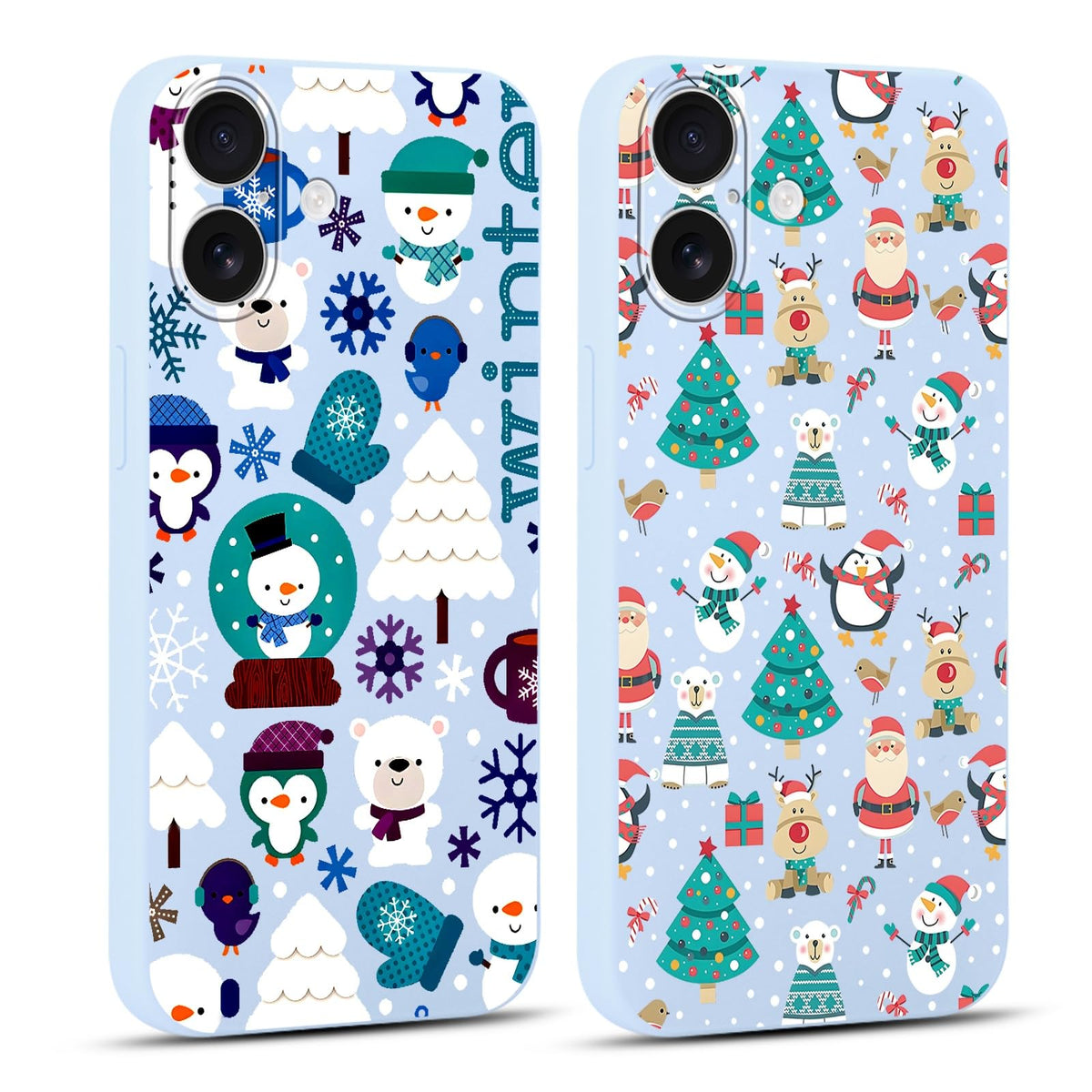 2 Pack Merry Christmas Phone Case for iPhone 16 6.1", Cute Xmas Christmas Tree Pattern Case with Candy Design Christmas Decorations Gifts Shockproof Soft Silicone Cover for Girl Women