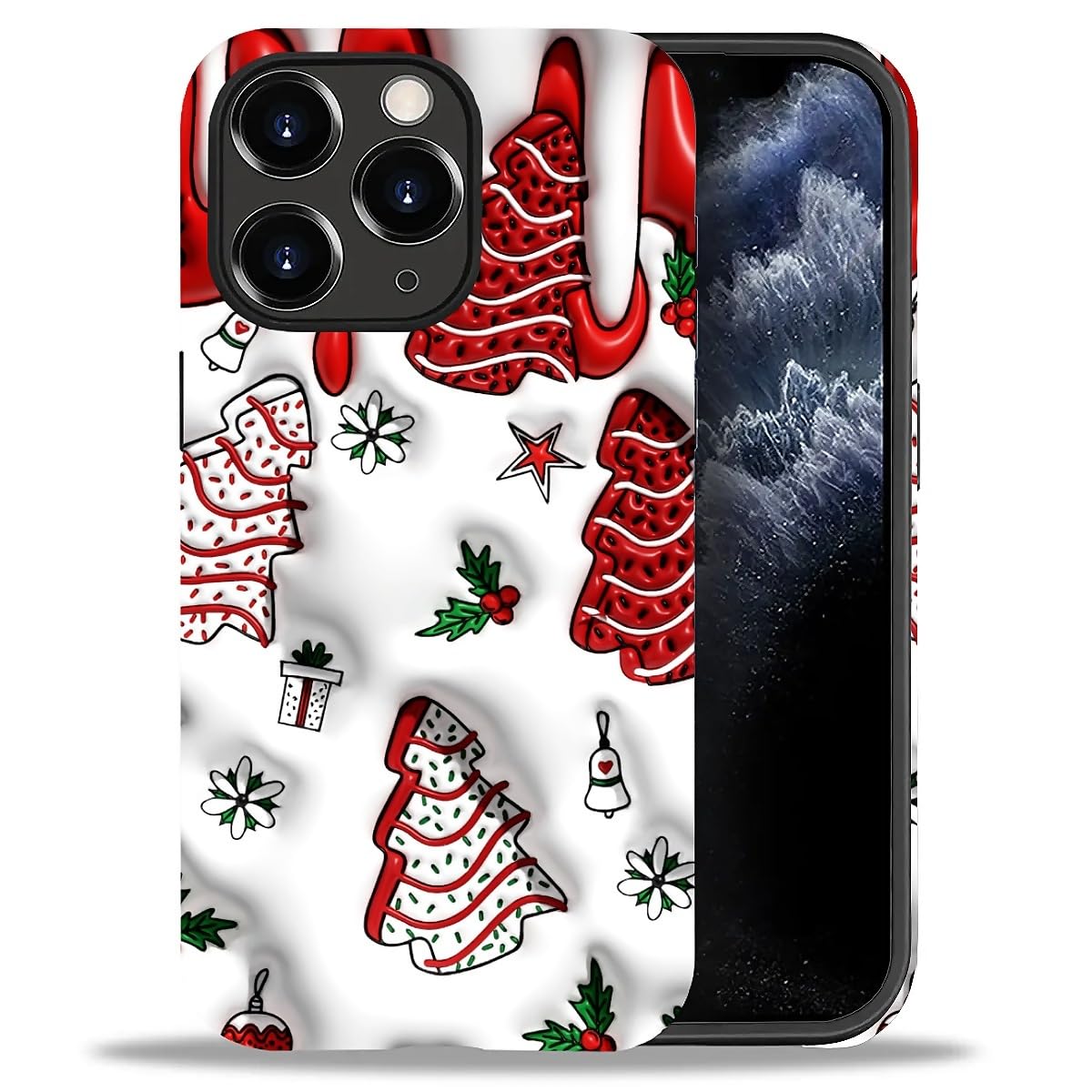 Case for iPhone 17,Drop Protection Hybrid 2-Layer Hard Phone Cover-Vintage Christmas Stamps Collage