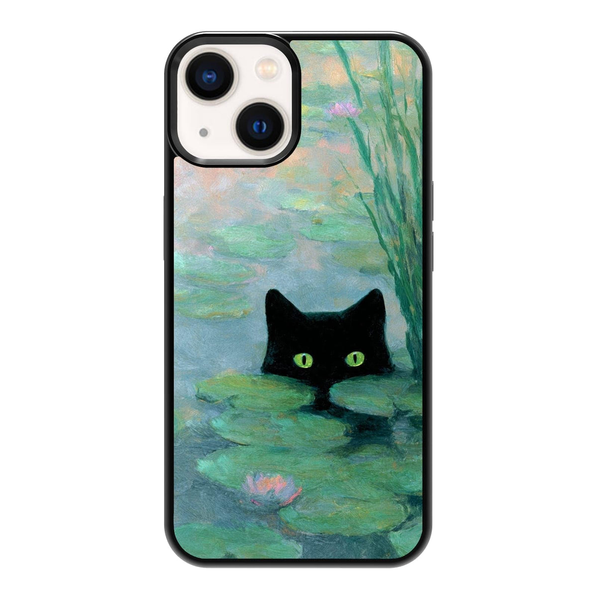 Lush Tropical Monstera Leaves Black Cat Botanical Art Phone Case, Shockproof Protective Cover for iPhone 11 12 13 14 15 16 17 Pro Max Plus Mini XR 7 8 SE