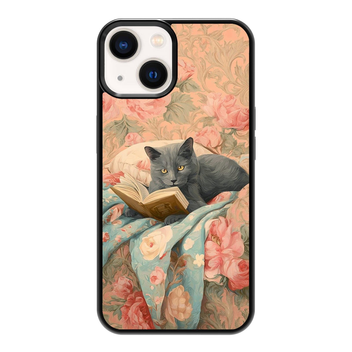 Lush Tropical Monstera Leaves Black Cat Botanical Art Phone Case, Shockproof Protective Cover for iPhone 11 12 13 14 15 16 17 Pro Max Plus Mini XR 7 8 SE