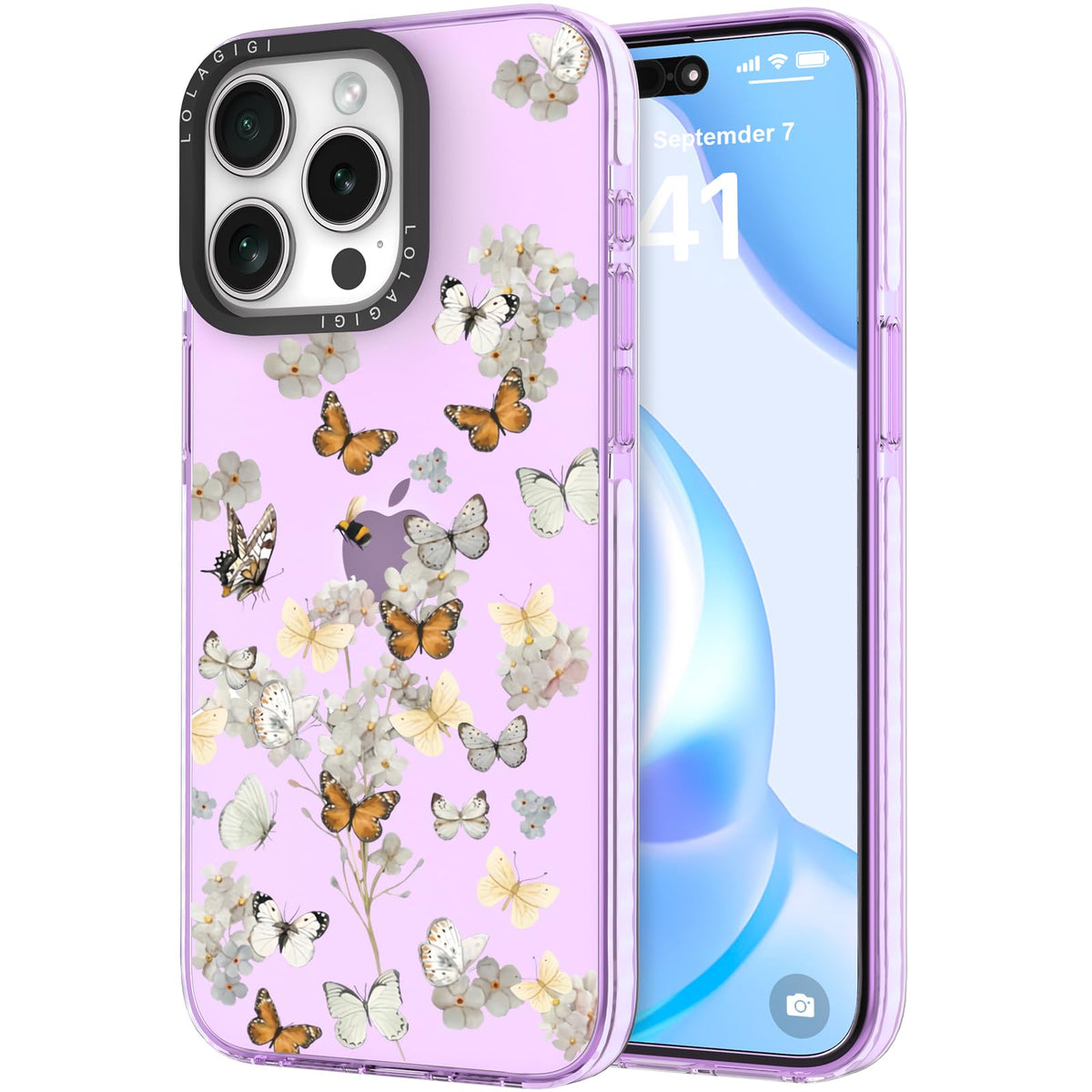 Case for iPhone 16 Pro Max Purple Cute Puppy Dog Animal Print | Kawaii Aesthetic Girly Design, Supports Wireless Charging, Shockproof Protection Soft TPU Phone Cover, 6.9"