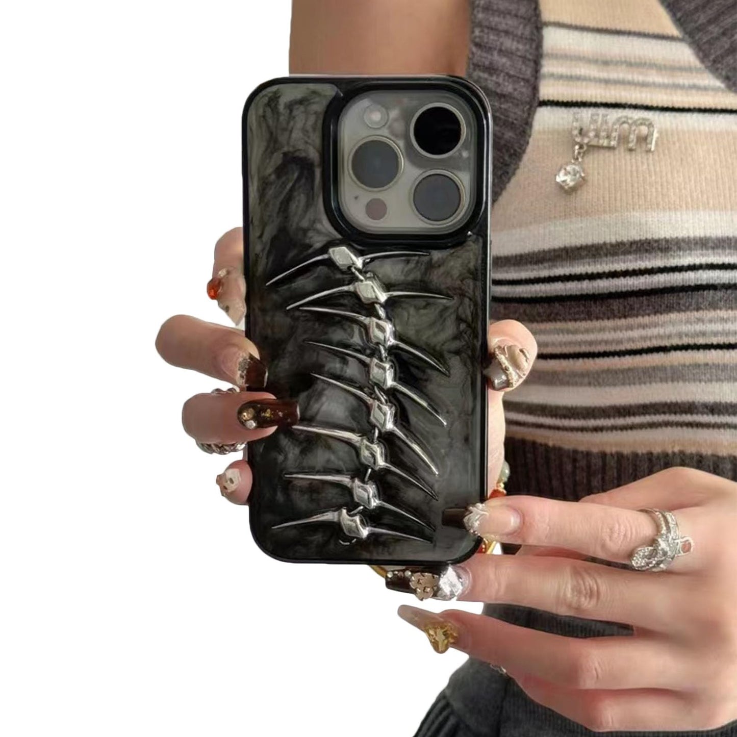 3D Halloween Skeleton Case for iPhone 15 6.1 inch,3D Soft Silicone Anime Funny Cool Weird Ugly Character Full Protective Shockproof Phone Case Cover for Teens Girls Women