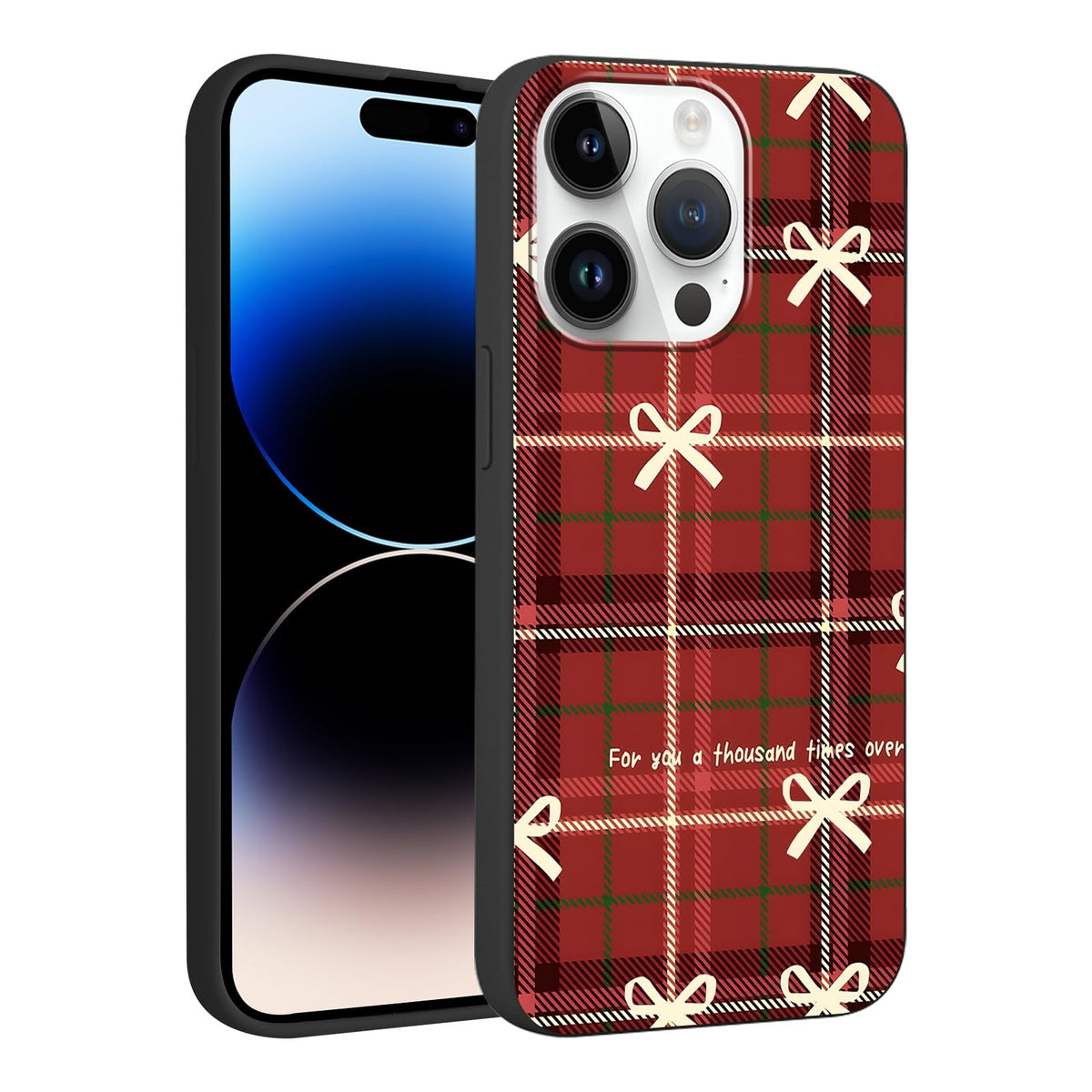 Merry Christmas Plaid Checkered Phone Case for iPhone 11 6.1", Cute Xmas Case Red Grey Scottish Tartan Grid Stripe Pattern Design Cover Shockproof Soft Silicone Protective Funda for Girl Women
