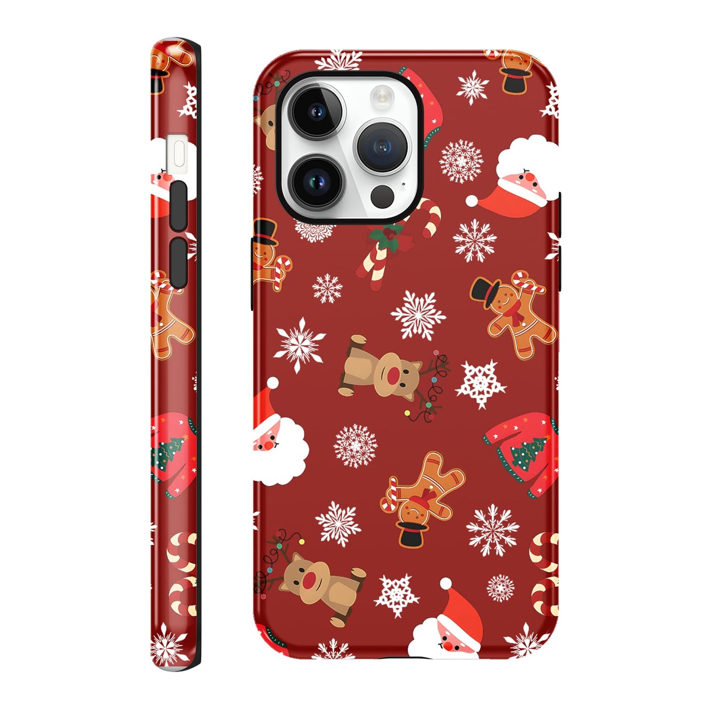 Merry Christmas Phone Case for iPhone 13/14, Cute Case with Candy Gingerbread Man Pattern, Hybrid Durable Shockproof Soft Silicone Cover for Girl Women Men Boys