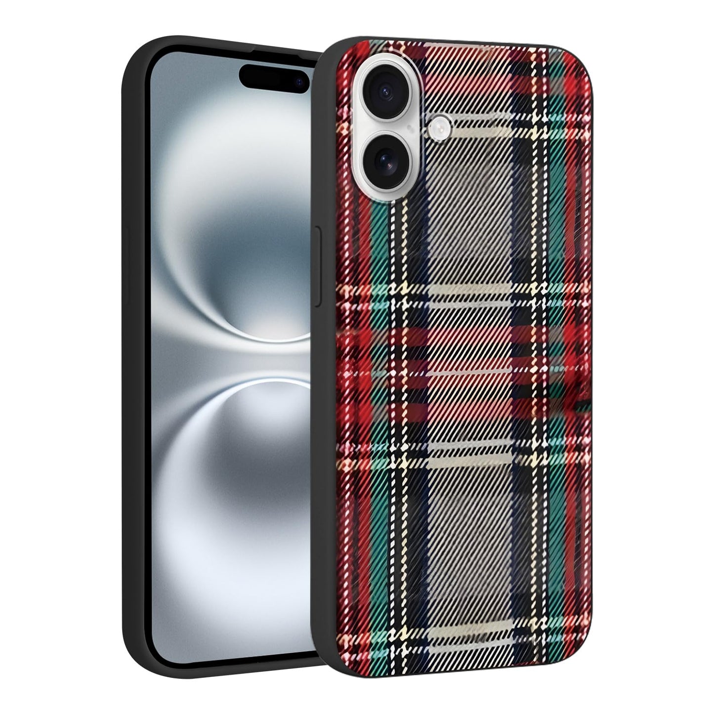 Merry Christmas Plaid Checkered Phone Case for iPhone 11 6.1", Cute Xmas Case Red Grey Scottish Tartan Grid Stripe Pattern Design Cover Shockproof Soft Silicone Protective Funda for Girl Women
