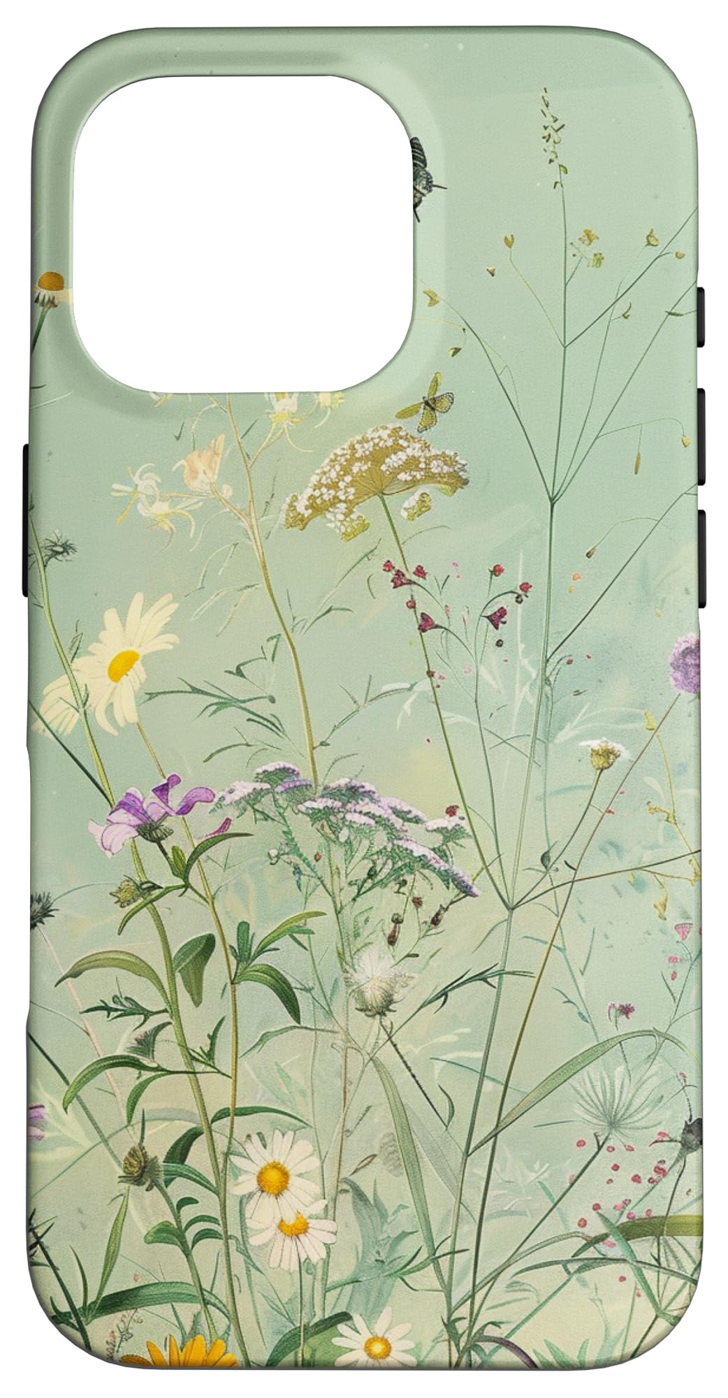 Sage Green Boho Botanical Wildflowers Plants Case for iPhone 16 Pro Max