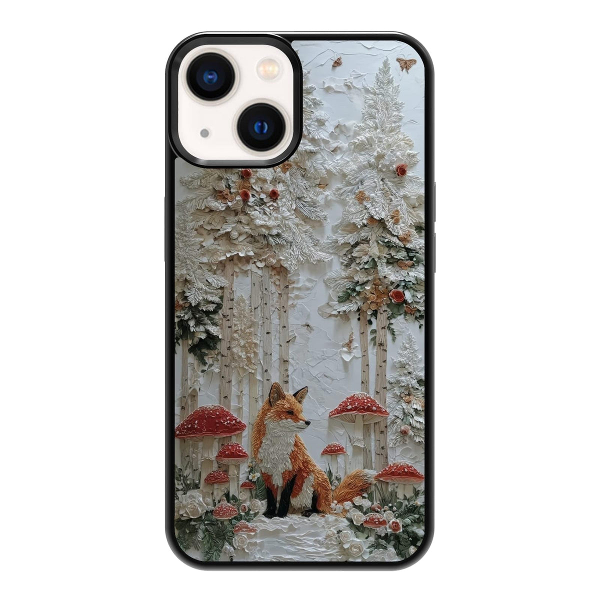Dark Botanical Wildflower Forest Green Leaf White Blossom Nature Art Phone Case, Shockproof Protective Cover for iPhone 11 12 13 14 15 16 17 Pro Max Plus Mini XR 7 8 SE