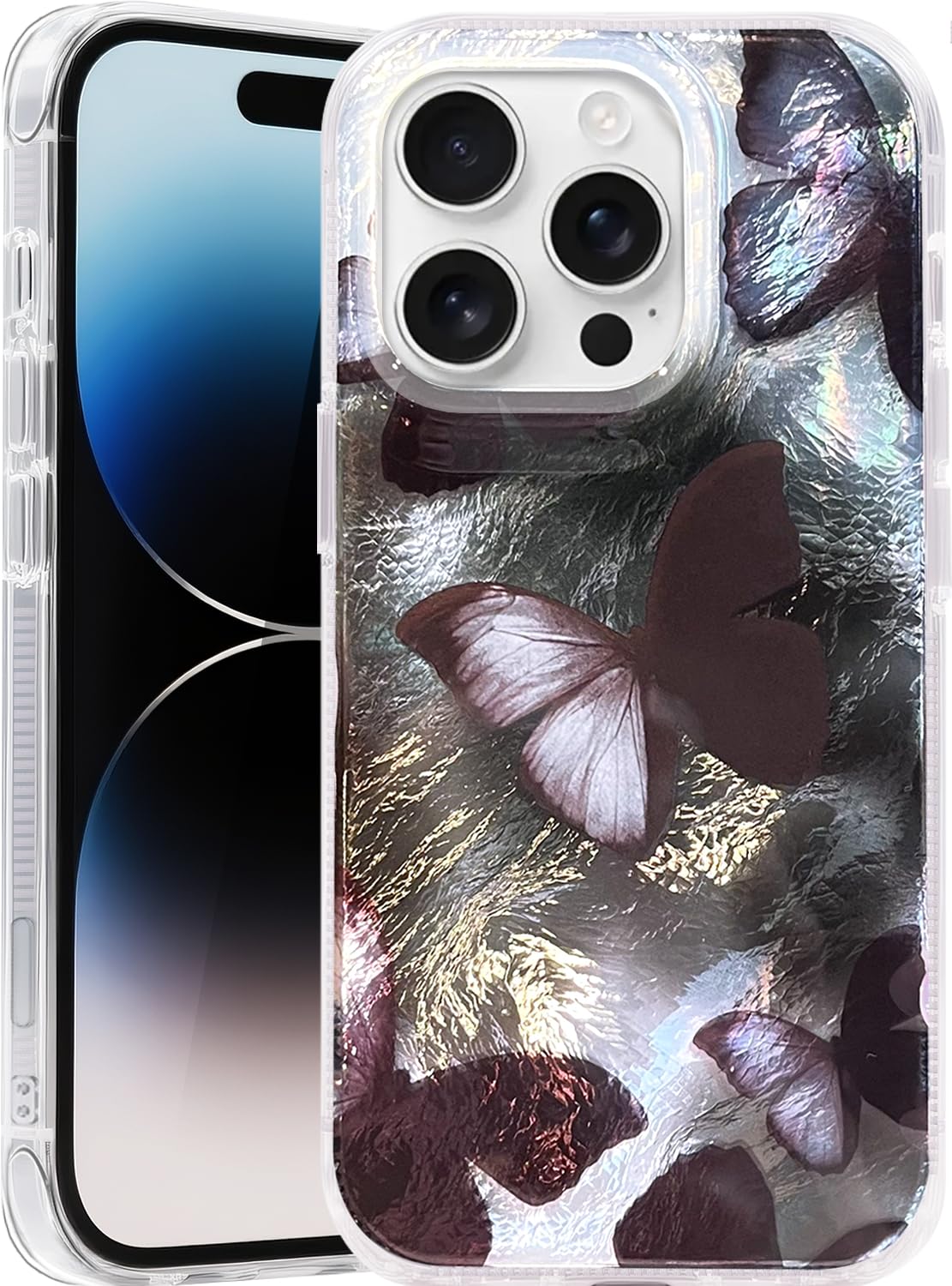 Compatible with iPhone 17 Case,with [Soft Slim][Camera Protection] Cute Fishing Cats Shiny Aesthetic Phone Cover Anti-Yellowing Shockproof Protective Cover for Women Girl