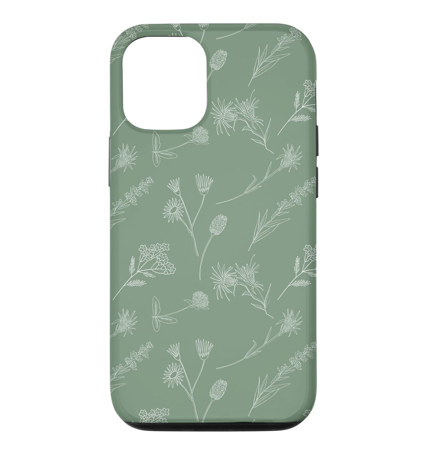 Leaves Botanical Plant Line Art Sage green Wildflower Floral Case for iPhone 16 Pro Max