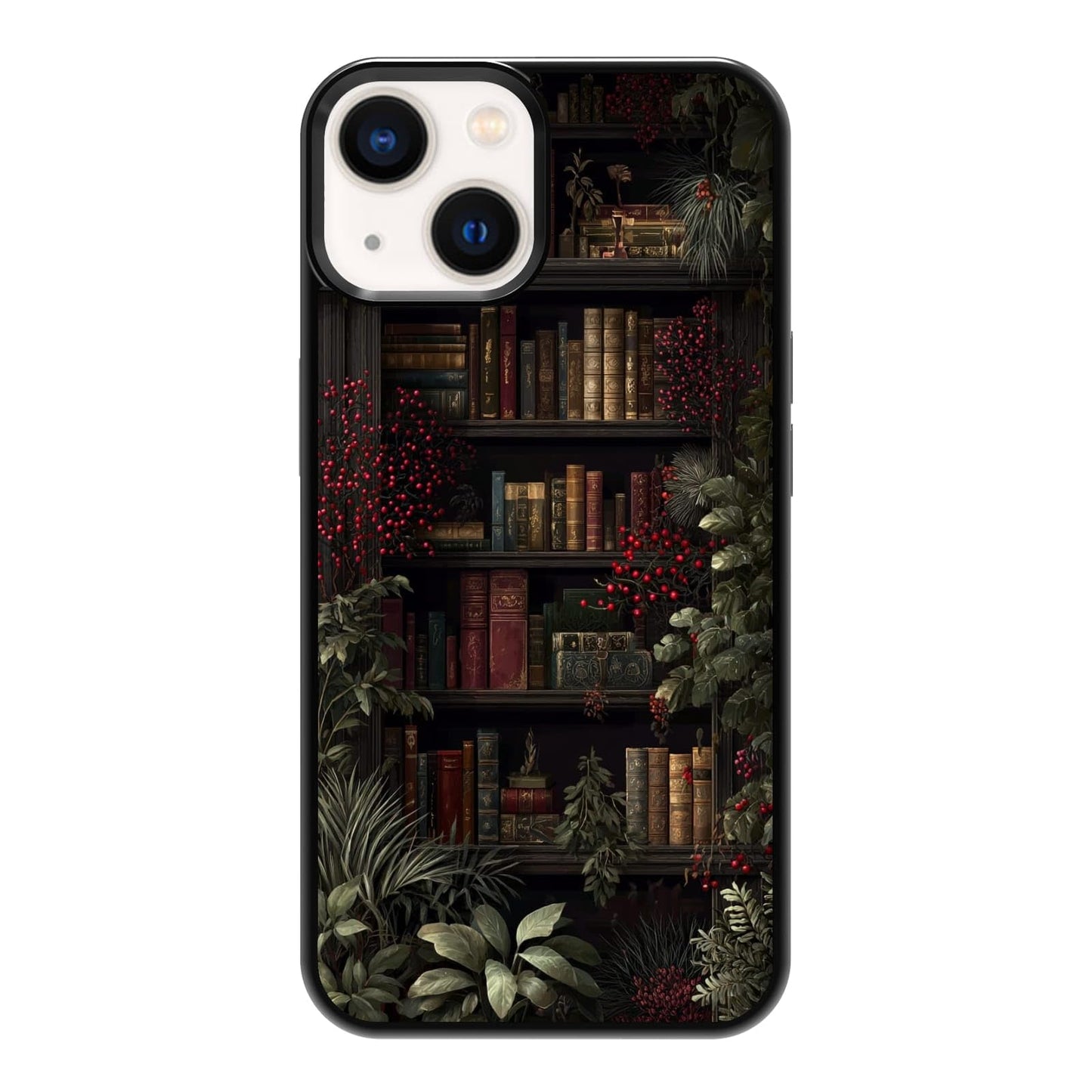 Elegant Forest Green Botanical Leaf and Plant Illustration Phone Case, Shockproof Protective Cover for iPhone 11 12 13 14 15 16 17 Pro Max Plus Mini XR 7 8 SE