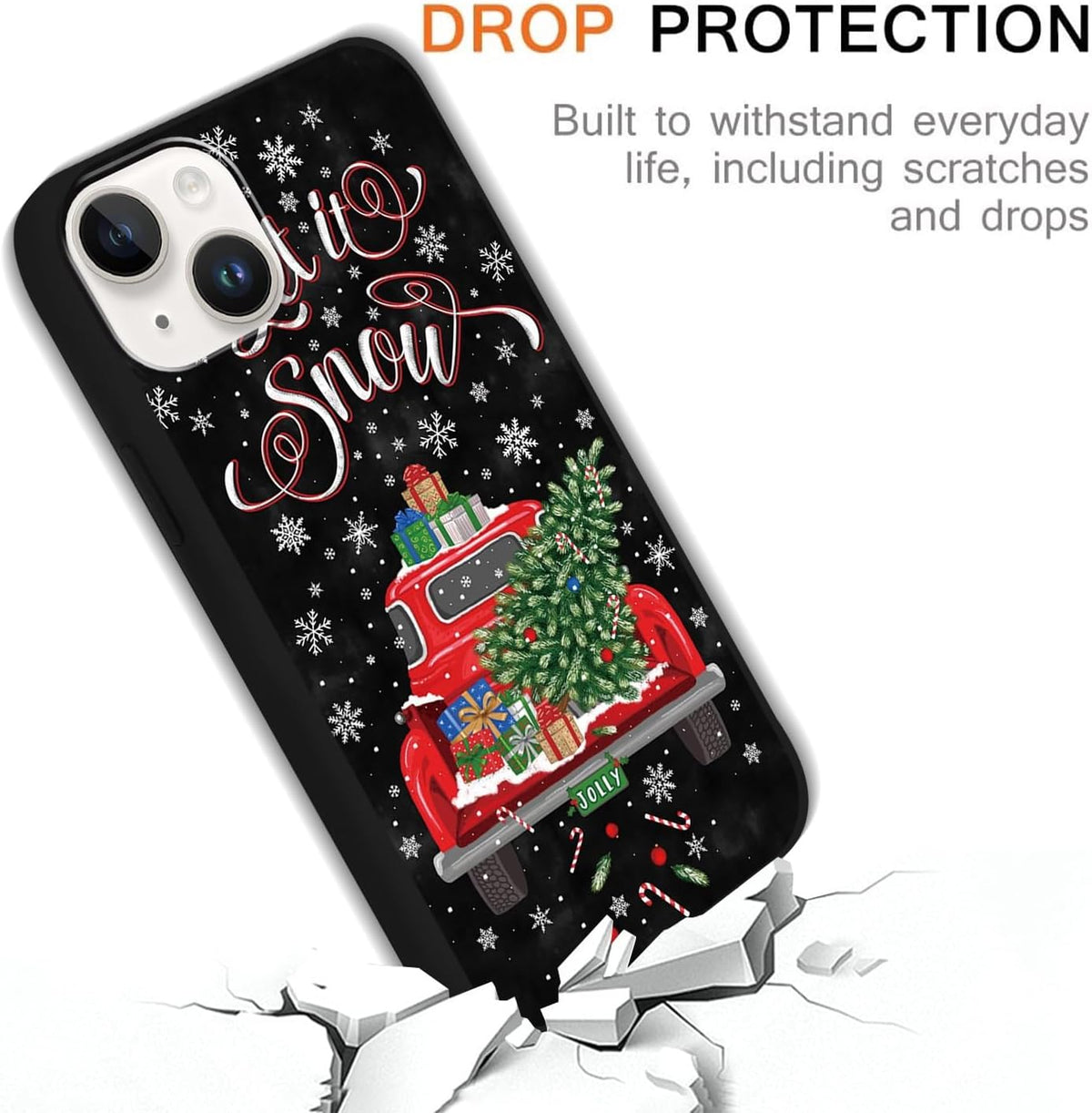 2 Pack Merry Christmas Phone Case for iPhone 13 / iPhone 14 6.1", Cute Red Christmas Truck Car Tree Candy Snowflake Pattern Case Anti-Scratch Shockproof Soft Silicone Gifts Girl Women Cover