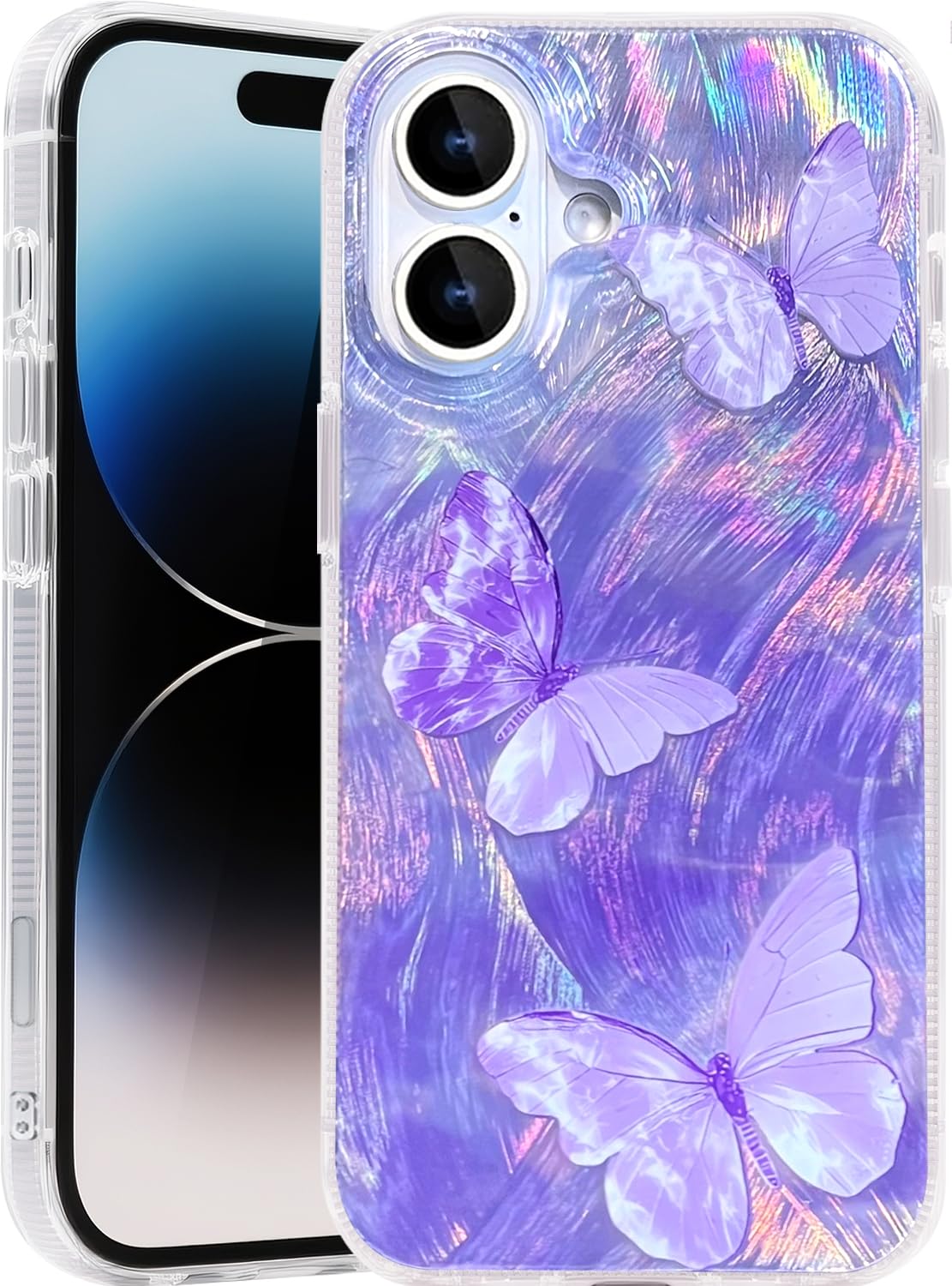 Compatible with iPhone 17 Case,with [Soft Slim][Camera Protection] Cute Fishing Cats Shiny Aesthetic Phone Cover Anti-Yellowing Shockproof Protective Cover for Women Girl
