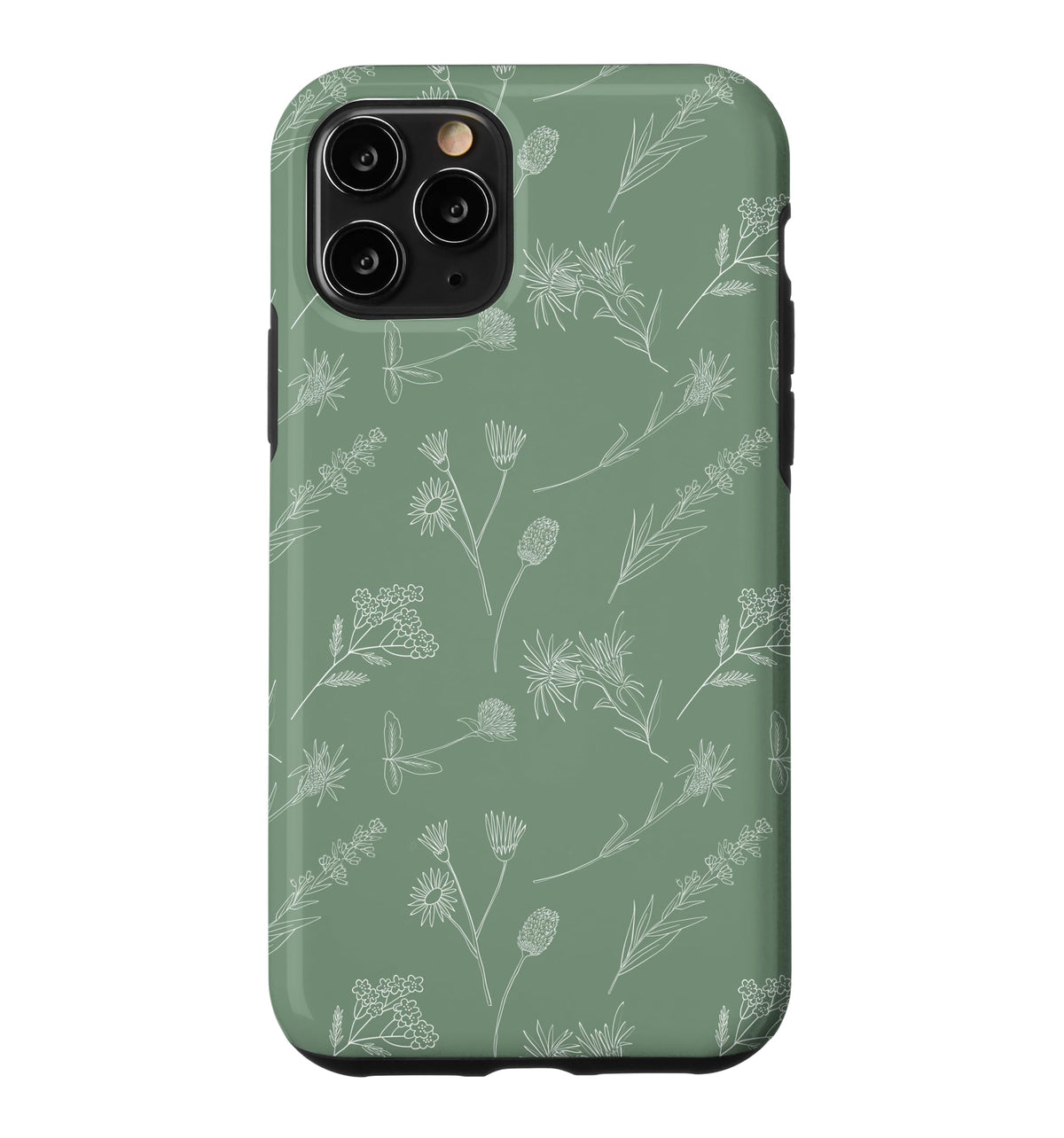Leaves Botanical Plant Line Art Sage green Wildflower Floral Case for iPhone 16 Pro Max