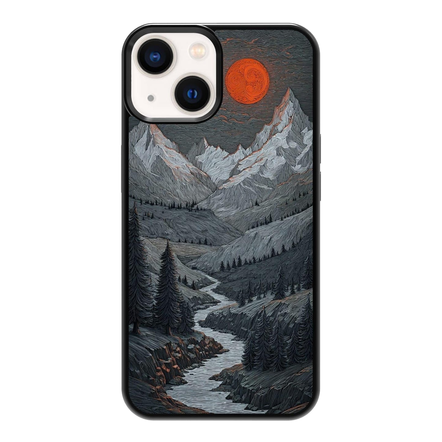 Dark Botanical Wildflower Forest Green Leaf White Blossom Nature Art Phone Case, Shockproof Protective Cover for iPhone 11 12 13 14 15 16 17 Pro Max Plus Mini XR 7 8 SE