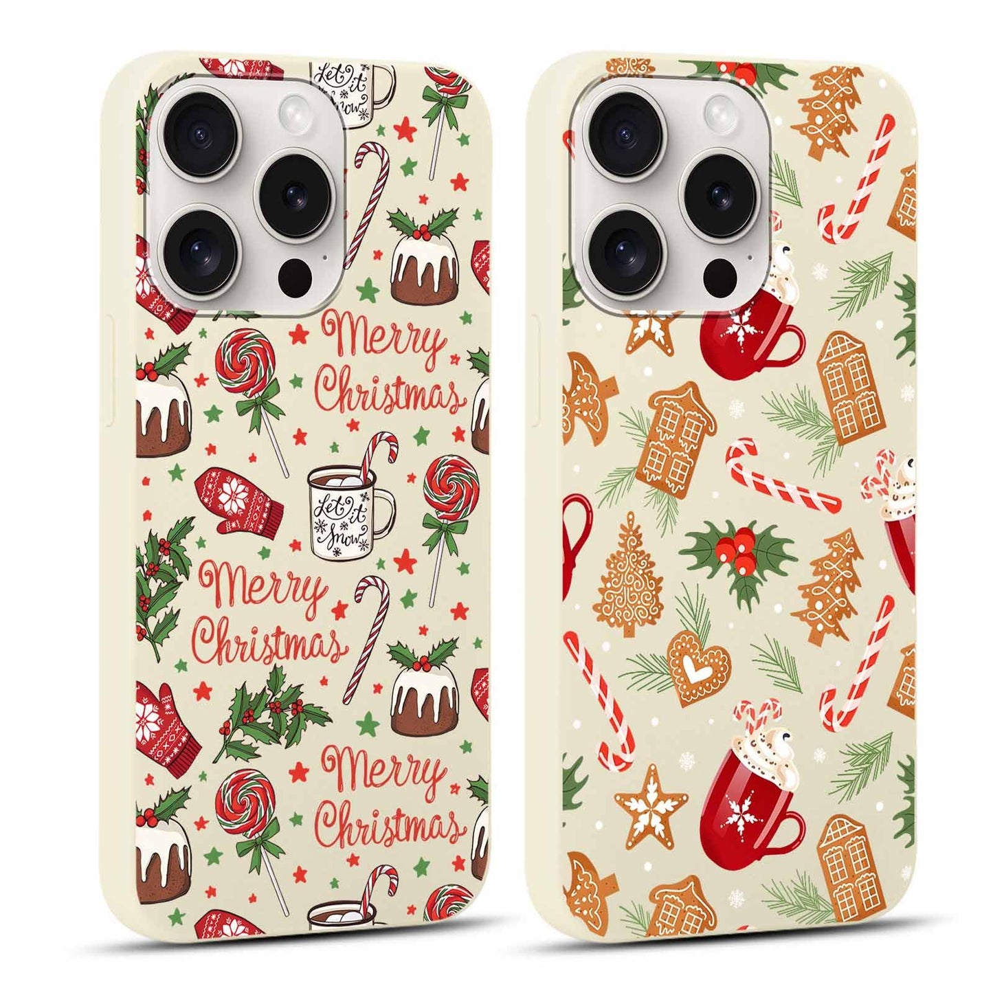 2 Pack Merry Christmas Phone Case for iPhone 16 6.1", Cute Xmas Christmas Tree Pattern Case with Candy Design Christmas Decorations Gifts Shockproof Soft Silicone Cover for Girl Women