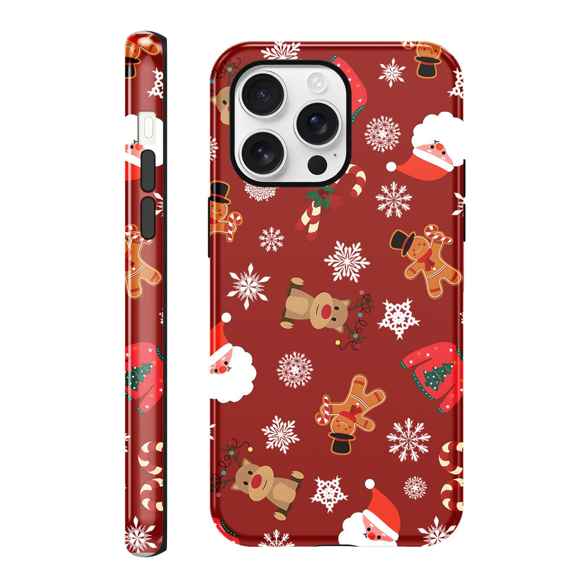 Merry Christmas Phone Case for iPhone 13/14, Cute Case with Candy Gingerbread Man Pattern, Hybrid Durable Shockproof Soft Silicone Cover for Girl Women Men Boys