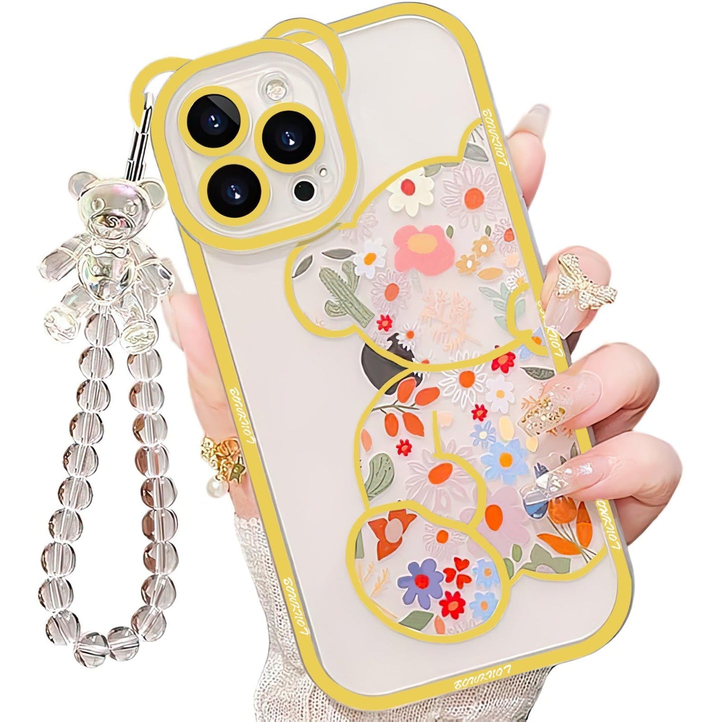 IAIYOXI 3D Cute Cartoon Bear Phone Case for iPhone 13 - Fashionable and Stylish - Funny Pink Bear Design - Soft TPU Protective Case - Kawaii Silicone Cover for Women, Girls, and Kids