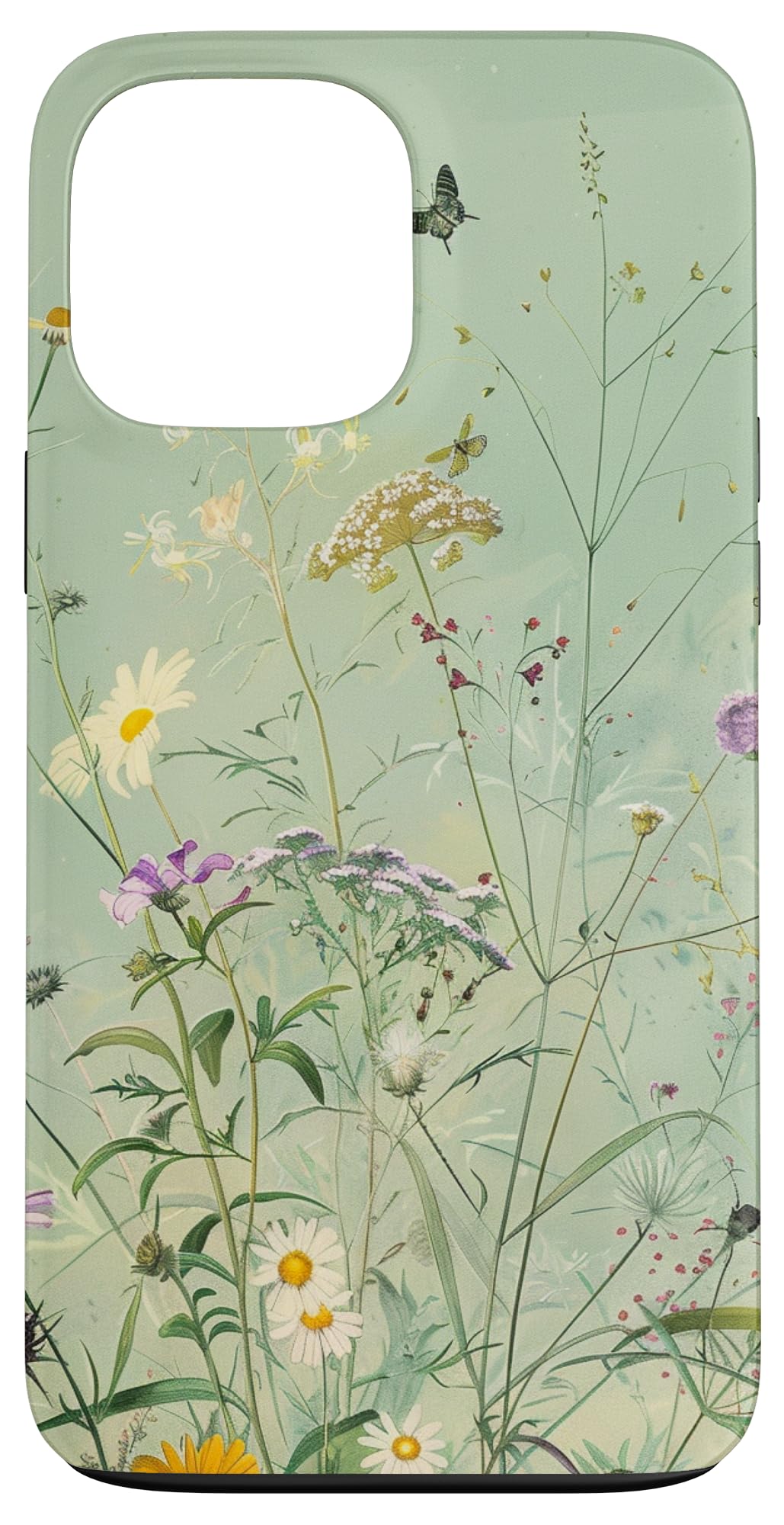 Sage Green Boho Botanical Wildflowers Plants Case for iPhone 16 Pro Max