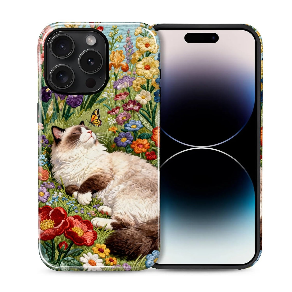 Case for iPhone 15, Shockproof Hybrid Protective Phone Case, Dual-Layer Drop Protection Anti-Scratch, Cozy Cats