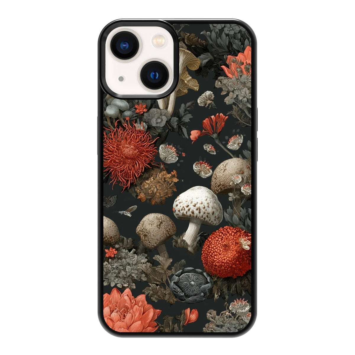 Elegant Forest Green Botanical Leaf and Plant Illustration Phone Case, Shockproof Protective Cover for iPhone 11 12 13 14 15 16 17 Pro Max Plus Mini XR 7 8 SE
