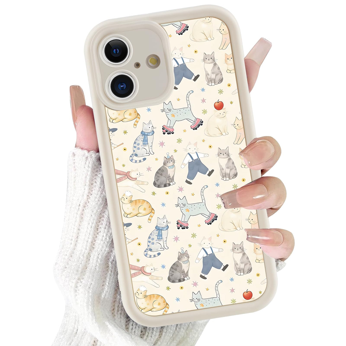 Case for iPhone 16, Cute Cat Collage Design, Trendy Aesthetic Animal Print Phone Case for Women Girls, Slim Soft Silicone TPU Shockproof Protective Bumper Phone Cover Funda